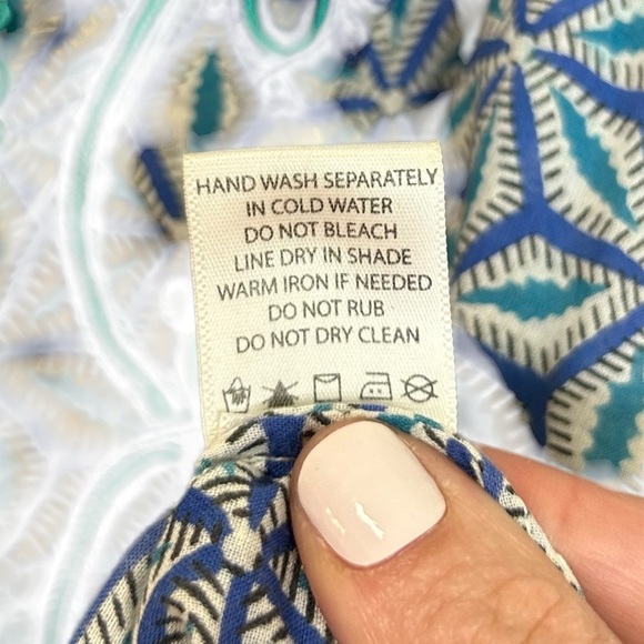 Roberta Roller Rabbit - Cotton, Embroidered Tunic Top, Geometric - Size S, Blue - Picture 15 of 16